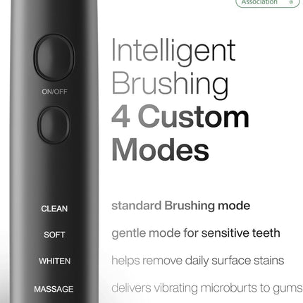 Aquasonic Black Series Ultra Whitening Toothbrush – ADA Accepted Electric Toothbrush- 8 Brush Heads & Travel Case – 40,000 VPM Electric Motor & Wireless Charging - 4 Modes w Smart Timer
