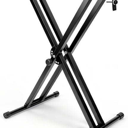 Double-X Keyboard Stand,7 Adjustable Heights Piano Stand with Locking Straps, Heavy Duty Piano Keyboard Stand Fits for 54，61，88 Key Digital Pianos