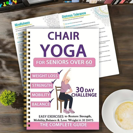Chair Yoga for Seniors 60+ – 30-Day Low-Intensity Exercise Plan with 40+ Poses to Restore Strength, Balance & Mobility – Large Print, Spiral-Bound Pink