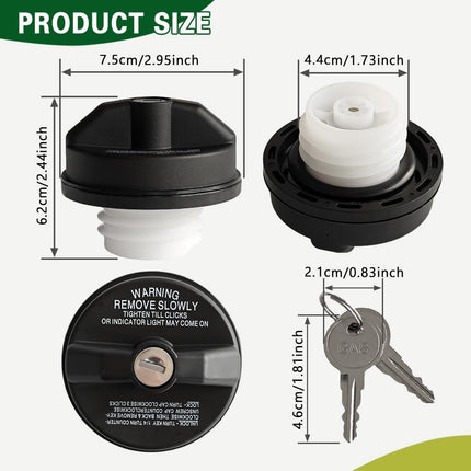 Locking Gas Cap, Car Fuel Tank Cap with Key Compatible with Most Vehicles, Lock Fuel Cover Accessories Replaces OEM# 10504 77300-47020