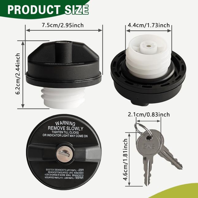 Locking Gas Cap, Car Fuel Tank Cap with Key Compatible with Most Vehicles