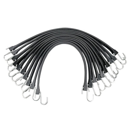 21" Rubber Tarp Straps with 150% Max Stretch, 100% EPDM Bungee Cords with Metal Crimped S Hooks, Ideal for Securing Tarps, Cargo, Canvases, Weatherproof (10 Pack)