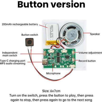 Diymore DIY Birthday Cards Music Module 8MB Push Button Activated Sound Module with Speaker,Easy Recording for Personalized Greetings,DIY Projects Holiday Crafts Cards Gifts for Women Men Mom Kids