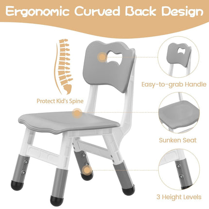 2-Pack Height-Adjustable Kids Plastic Chairs – Ergonomic Backrest, Non-Slip Feet,Durable, 82Kg Weight Capacity – for Home, Kindergarten, Classroom & Activities