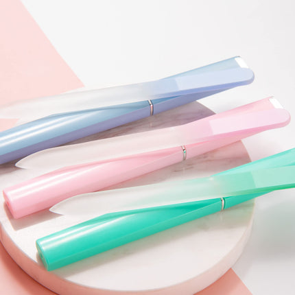Set de 3 limas de uñas de vidrio con estuche para uñas naturales