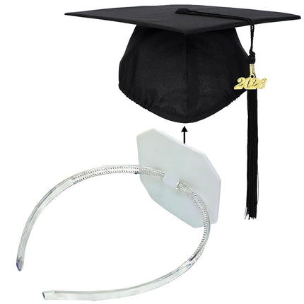 Graduation Cap Headband Insert - Adjustable & Anti-Fall Hair Band for Securing Grad Cap, Firm Hat Accessories for Graduates, Students, Women, Girls (1, Clear White)