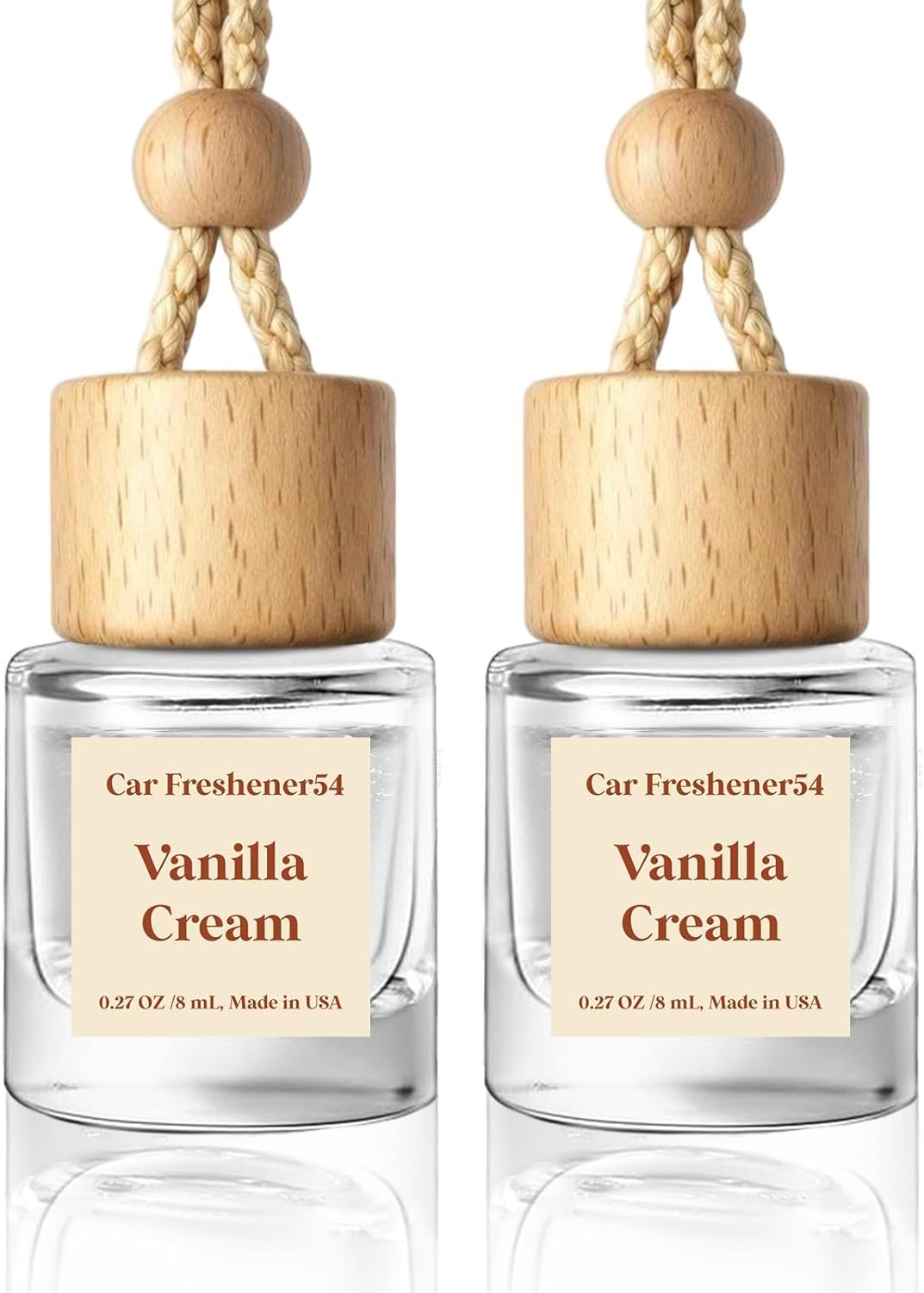 Vanilla Cream Hanging Car Air Freshener Diffuser, 2 Pack