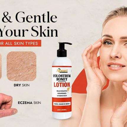 Colostrum and Honey Body Lotion - Peptide Firming Body Lotion for Women and Men - Non-Comedogenic Anti Aging Firming Cream Moisturizer for Sensitive Skin (Santal Vanille)