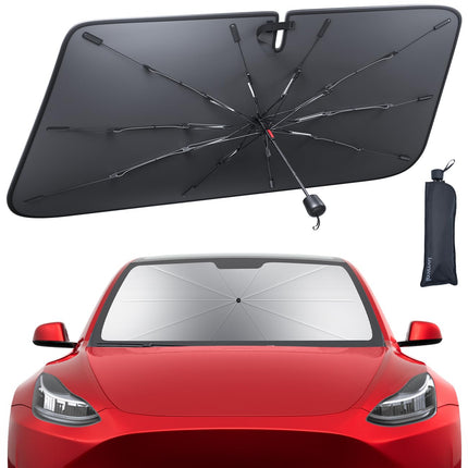 Parasol de sombrilla para parabrisas de auto - Cubierta plegable para parabrisas, recubrimiento UV de 5 capas, 52"x31" protección térmica para ventana delantera, para parabrisas de auto sedán, SUV