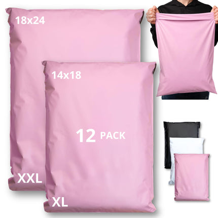 Shipping Bags (30 Pack) with Label Pouch - 8x12, 10x14 & 12x16 - Poly Mailers for Clothes, Self-Seal Plastic Mailing Envelopes - Tear & Water-Resistant Packaging Bags for Clothing, Not Padded