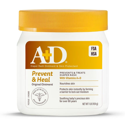 Pomada original para sarpullido de pañal, protector cutáneo humectante con vitaminas A y D para piel seca y agrietada, 16 oz