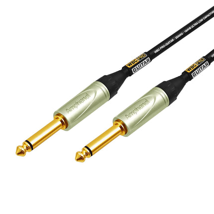 20 Foot - WBC-PRO-Guitar – 20 AWG - Low-Cap (18pF/ft) – Pro-Grade – Graphite-Based - Dual-Shielded Guitar, Bass, Instrument Cable with Amphenol QM2P-AU ¼ Inch (6.35mm) Gold TS Connectors