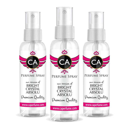 CA Perfume Eco Refill Impression of Bright Crystal Absolu For Women EDP Perfume Concentrated Long Lasting Eau de Parfum Spray Refillable Atomizer Bottle 2 Fl Oz/60ml-X3