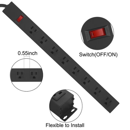 Heavy Duty Long 8 Outlets, 14AWG Extension Cord, Black, 6FT, 1 - photo 3