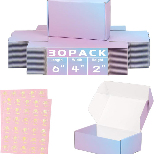 6x4x2 Inch Small Shipping Boxes, 30 Pack Purple Mailing Boxes