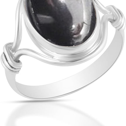 Solid 925 Sterling Silver Ring For Women & Girls Natural Gemstone Ring Sterling Silver Wedding Ring February Birthstone Bezel Set Gemstone Ring