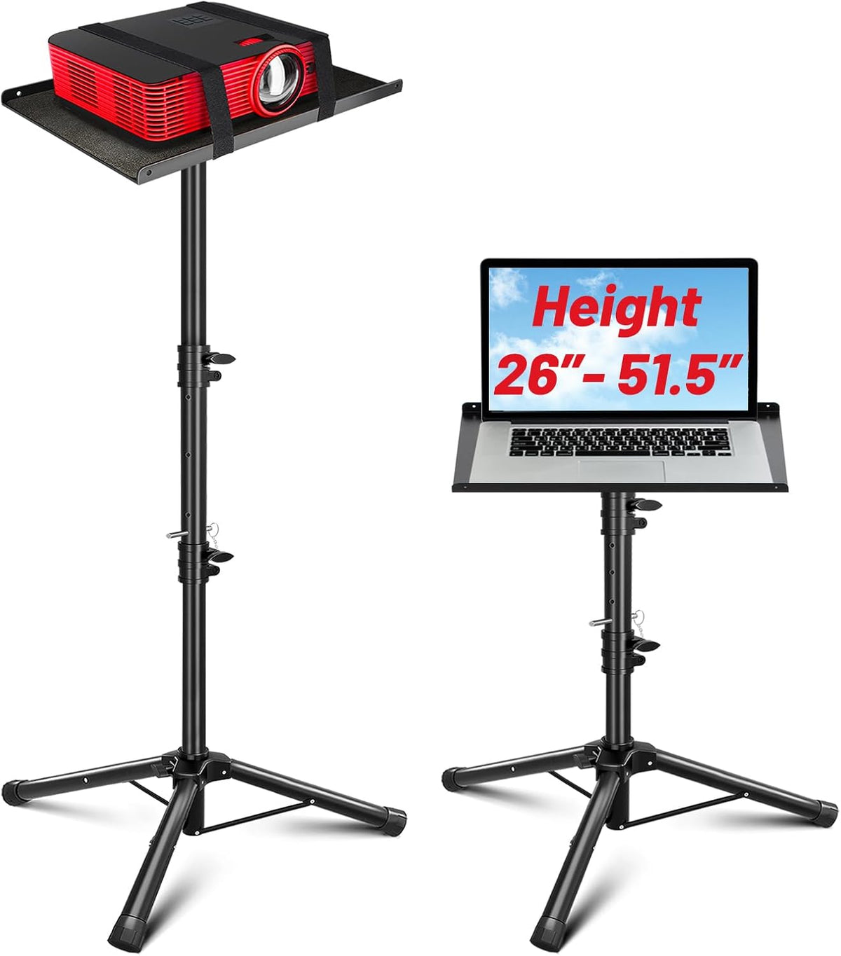 Projector Stand Tripod Adjustable - Stable for Tablets Phones Book Height 26" to 51.5" Multifunctional Laptop DJ Rack