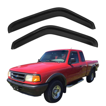 Durable Acrylic Window Visors for Ford Ranger Accessories - Compatible with 1993-2011 Ford Ranger/Mazda B2300/B3000/B4000 Standard Cab - In Channel Window Rain Guards