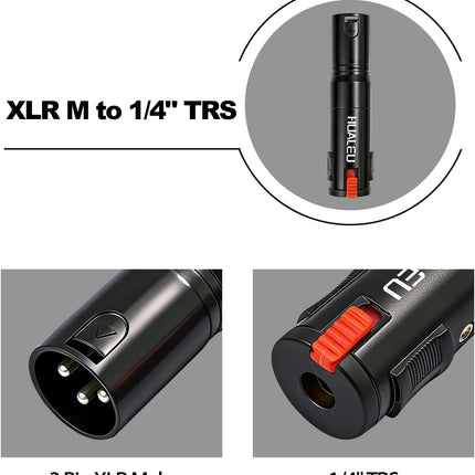 Lockable 1/4 TRS Female to 3Pin XLR Male Audio Adapter, Balance Locking 6.35mm to XLR Adapter for Microphones, Mixing Consoles, and Power amplifiers-2 Pack Black