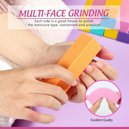 Limás y pulidores de uñas, kit de limas de uñas de 20PCS. Bloque pulidor rectangular y lima de uñas de 7 lados de 100/180 Grit y pulidor. Kit de preparación de uñas. Herramientas de manicura