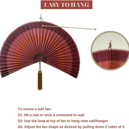 ChumDecor Fan Wall Decor,Large Bamboo Fan Wall Art for Boho Hanging Headboard,Decorative Folding Fans for Over Bed Decorations