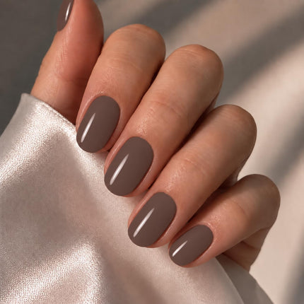 Dark Red Short Fall Press On Nails, Oval Fake Nails