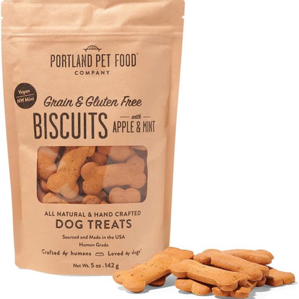 Portland Pet Food Company Apple & Mint Dog Treats Healthy Biscuits for Small Medium & Large Dogs - Grain-Free, Human-Grade, All Natural Dog Cookies, Snacks & Training Treats - Made in the USA - 5 oz