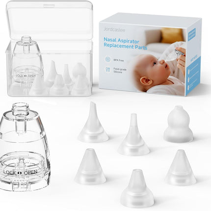 Nasal Aspirator Replacement Parts Set Compatible with GROWNSY, X-Bosak Baby Nose Sucker for Baby & Toddlers, 6 Soft Silicone Tips with Suction Chamber