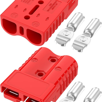 Anderson Connector 175A 600V Battery Quick Connect/Disconnect for 1/0-4 AWG Cables, Anderson Plug for Winch, Trailer, RV, Forklift (Red, 2 PCS)