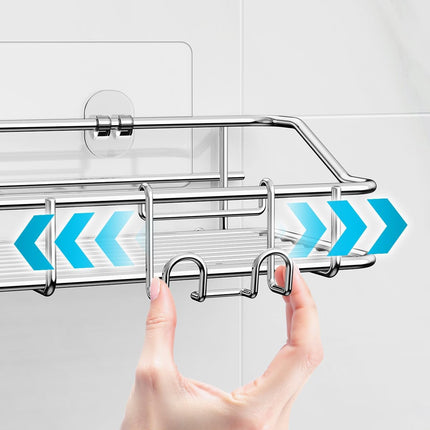 Adhesive Shower Caddy Shelves, No-Drill, Stainless Steel — 2 Pack