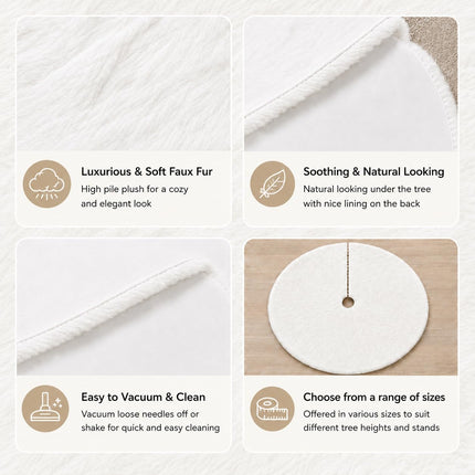 Christmas Tree Skirt, 48 Inch White Soft Faux Fur Tree Skirts Plush Christmas Decorations, White Ornaments Christmas Tree Skirts Xmas Decorations Indoor Holiday Party Decor