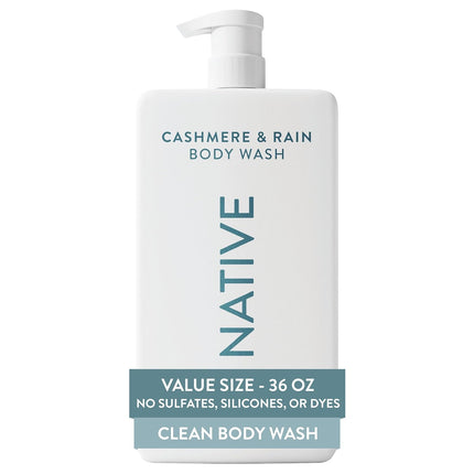 Native Body Wash for Women & Men, Cashmere & Rain, 36 oz Pump Bottle, Sulfate-Free & Gentle for All Skin Types