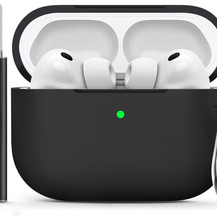 Ljusmicker for AirPods Pro 3 Case 2025 with Cleaner Kit,Soft Silicone Protective Cover for Apple AirPods Pro 3rd Generation Cases for Women Men,for AirPod Pro 3 Case Accessories with Keychain-Black