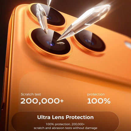 MAGIC JOHN 2 Pack Camera Lens Protector for iPhone 17 Pro Max, Full Coverage, Metal Aluminum Alloy Camera Lens Film, HD Clear, Scratch Resistant, Case-Friendly, Orange
