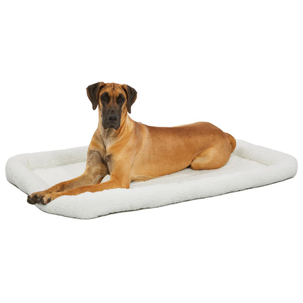 Cama para perros - cojín de soporte de vellón blanco, ultrasuave y lavable a máquina, compatible con jaulas y transportadoras de 24-Inch, para perros de raza pequeña