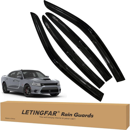 Tape-on Rain Guards for 2011-2023 Dodge Charger, for 2011-2023 Dodge Charger Accessories，Side Vent Visors Shades Window Deflectors for Dodge Charger