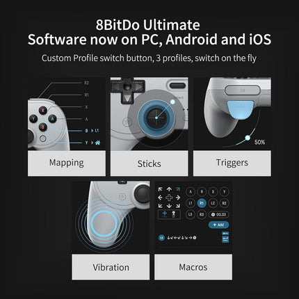 AKNES 8Bitdo Pro 2 Bluetooth Controller, Hall Effect Joystick Update, Gaming Controller Compatible with Apple, Switch, Windows, Steam Deck, Android and Raspberry Pi
