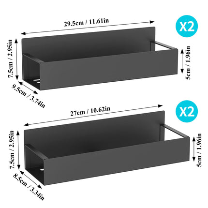 Metal Magnetic Spice Rack for Refrigerator Black, 4 Pack