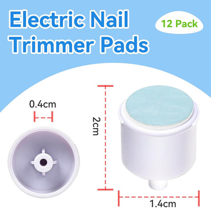 Electric Nail Trimmer Replacement Pads, 12 Packs Baby Nail File Grinding Heads Compatible with Frida Baby Nail File (Green: 6-12M; Blue: 12+M Babies)
