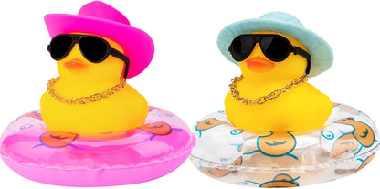 Car Rubber Duck 2Pcs Duck Car Decoration Dashboard Car Ornament for Car Dashboard Decoration Accessories with Mini Swim