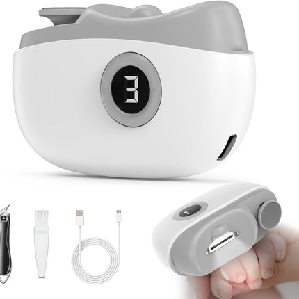 Electric Nail Clipper with LED Light, Safe 4 in 1 Baby Nail Clippers with LED Screen, 3 Speed, USB-C, Debris Collection, Multi-Function Electric Nail Trimmer for Seniors, Adults, Arthritis, Kids