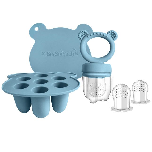 Baby Food Feeder Pacifier with Breast Milk Popsicle Teether-Silicone Forage Feeder for Babies-Breastmilk Storage Container and Freezer Tray-Teething Popsicle Molds