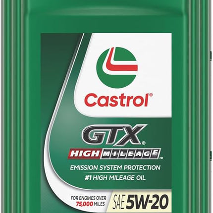 Castrol GTX High Mileage 5W-20 Synthetic Blend Motor Oil, 1 Quart, Pack of 6