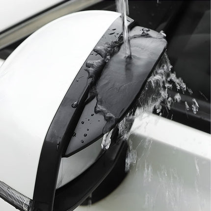 2 Pack Car Side Mirror Rain Visors, Smoke-Style, Smooth Black