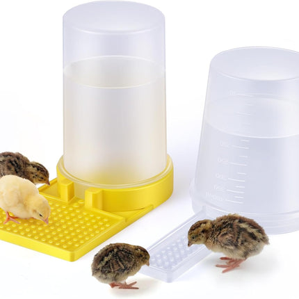 Feekoon 2Pack 400ml Quail Water Feeder, Anti Drowning Design, Ideal for Button Quail, Quails, Baby Chicks, Ducks, and Baby Birds, Safe and Durable Waterer, Easy to Install and Clean