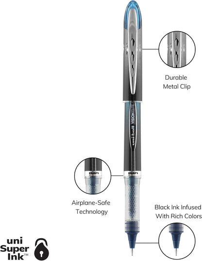 Rollerball Pen, Micro Point (0.5mm), Blue Ink, 6 Pens - photo 3
