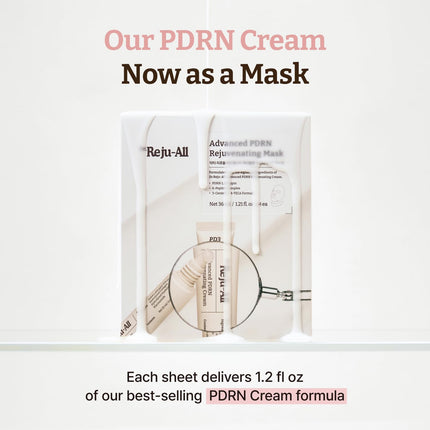 Dr.Reju-All Advanced PDRN Rejuvenating Mask - Face & Neck Korean Sheet Mask with 1,200 ppm PDRN, Collagen & Copper Peptides - Hydrating & Soothing, Skin Repair (1.2 Fl Oz x 4EA)