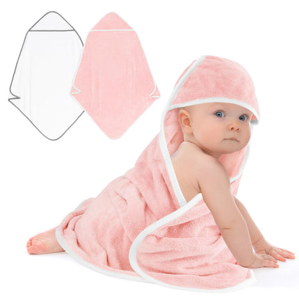 Hooded Towel for Newborn, 2 Pack Soft Coral Fleece Baby Towels