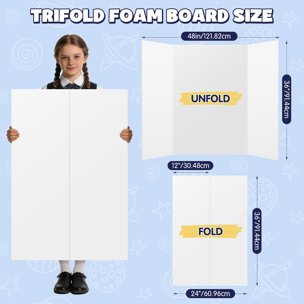 2 Pack White Trifold Poster Board 36" x 48" Foam Core - photo 2