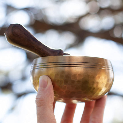 Premium Tibetan Singing Bowl Set - Authentic Handcrafted Mindfulness Meditation Holistic Sound 7 Chakra Healing Gift by Himalayan Bazaar (3 Inch, Gold)